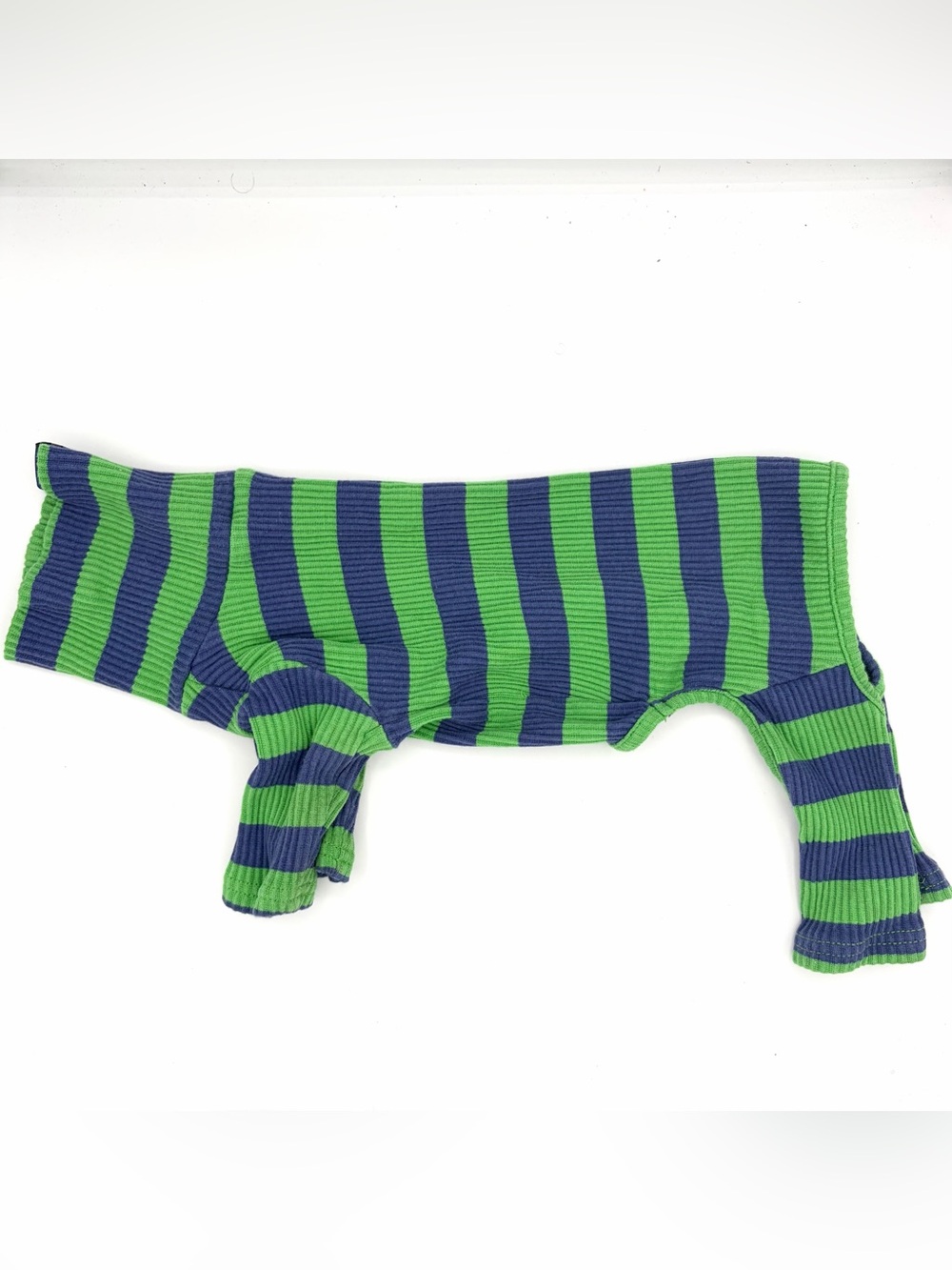 Little Beast Martian Dog Onesie Green and Blue Stripes Size Small